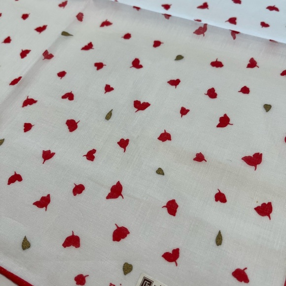 Pierre Balmain Handkerchief Women Floral Red Pattern 100% Cotton Square 17” - Picture 4 of 6